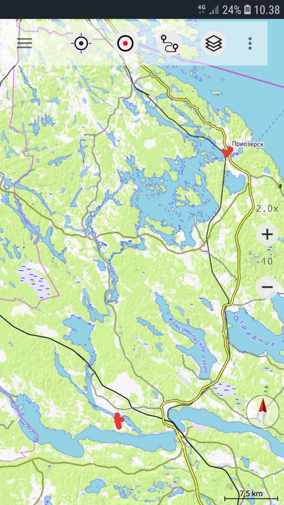 Vuoksen melontareitti kartalla